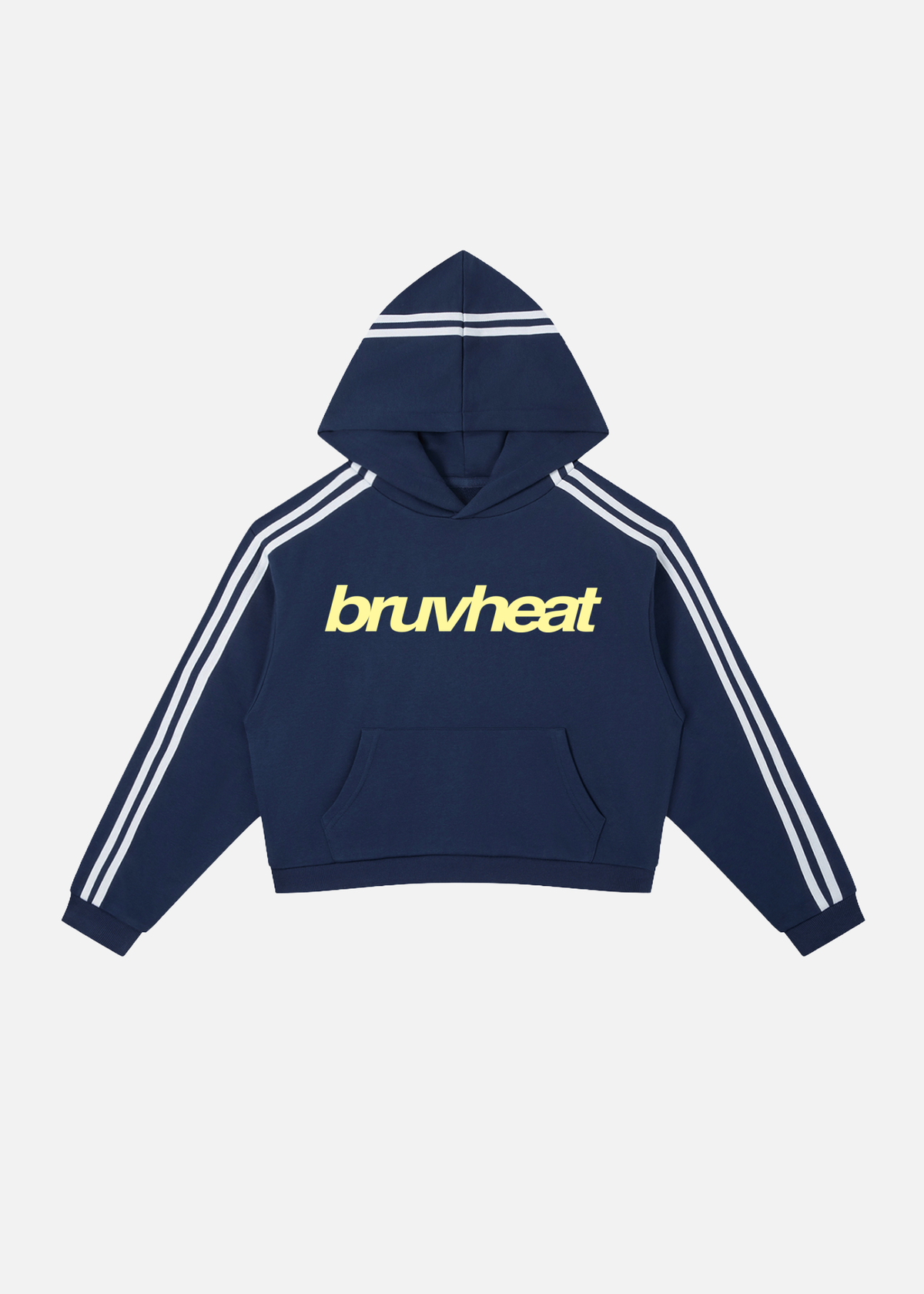 Pulse Navy Contrast Side-Stripe Cropped Hoodie