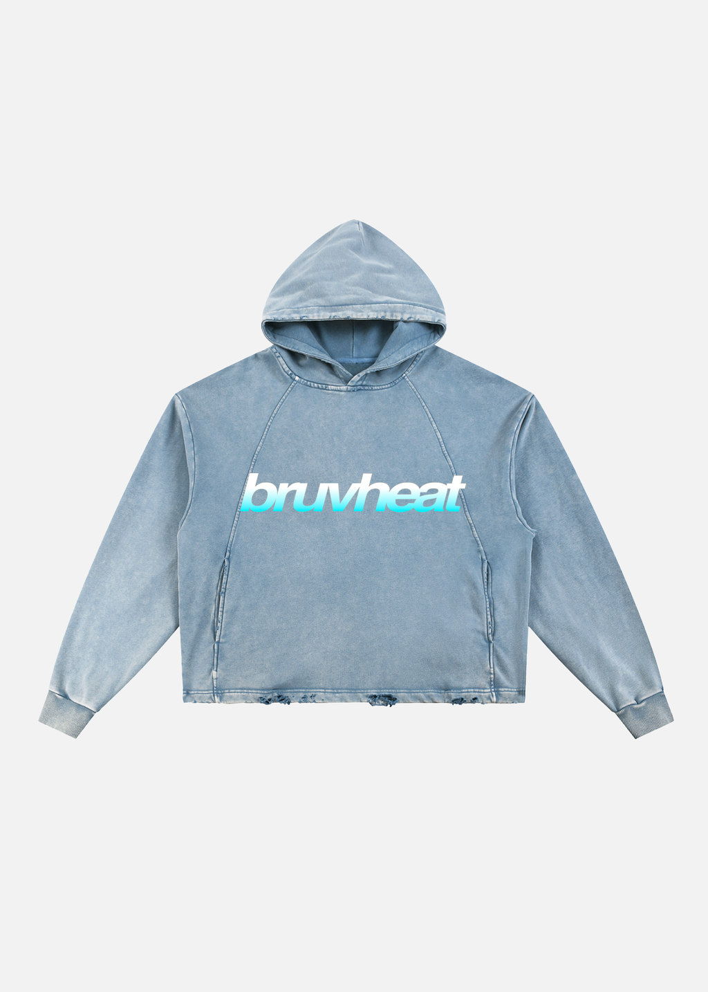 Alpine Vintage Washed Blue Frayed-Hem Hoodie
