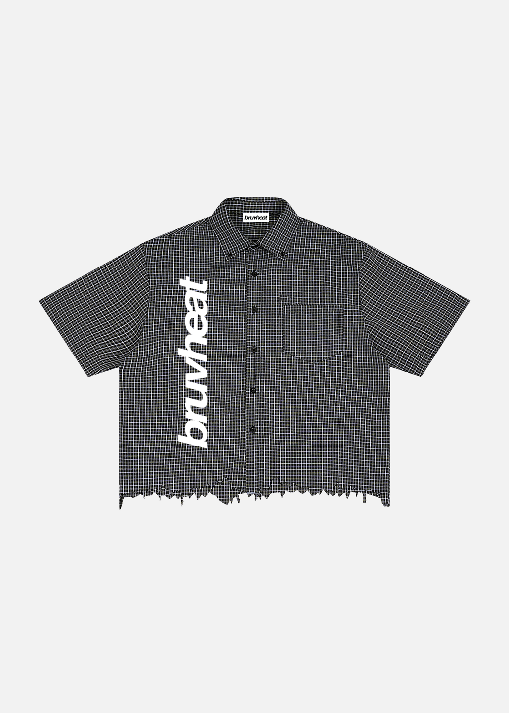 Redondo Distressed Black Plaid Boxy Shirt